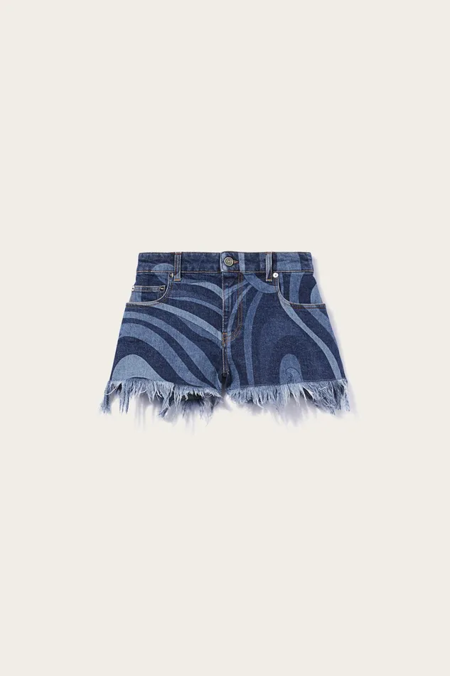 Women Denim PUCCI MarmoPrint Denim Shorts