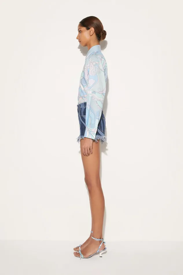 Women Denim PUCCI MarmoPrint Denim Shorts
