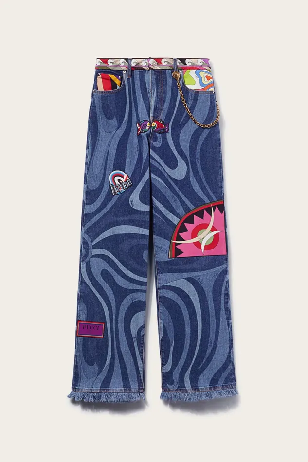 Women Denim PUCCI MarmoPrint Embellished Jeans