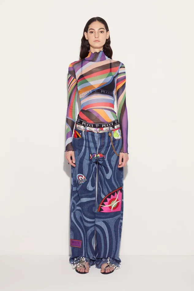 Women Denim PUCCI MarmoPrint Embellished Jeans