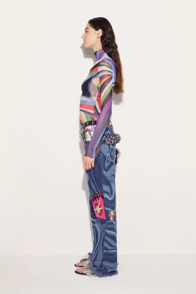 Women Denim PUCCI MarmoPrint Embellished Jeans