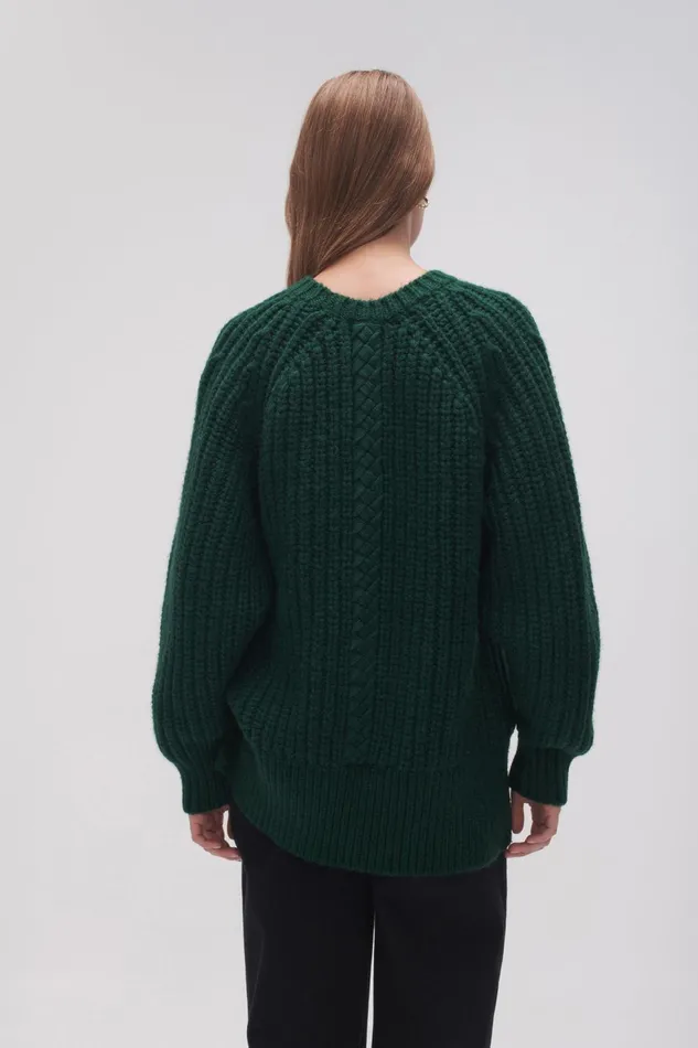 Women Discovery Braided Cable Jumper Forest Green Aje Knitwear and Jumpers
