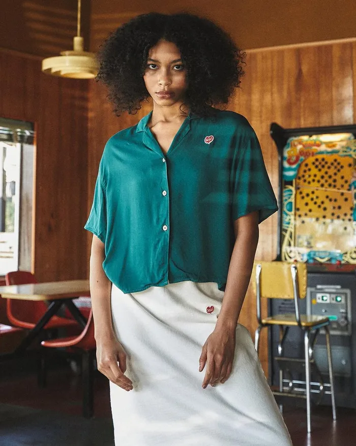 Women Donna Cropped Shirt 8211 Teal Deus Ex Machina Shirts
