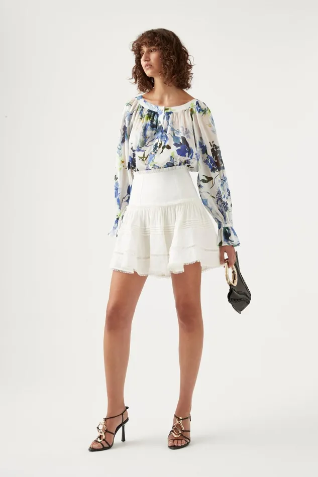 Women Dora Ruffle Mini Skirt Ivory Aje Skirts