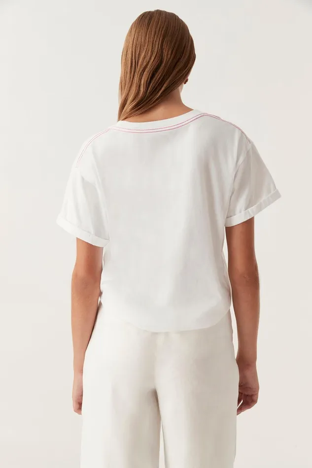 Women Doris Embellished Logo Tee Whitecerise Pink Aje Tees