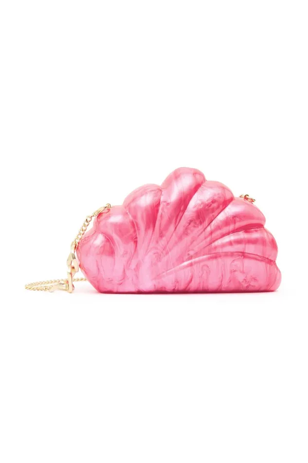 Women Dreamer Clamshell Clutch Brilliant Pink Aje Handbags and Wallets