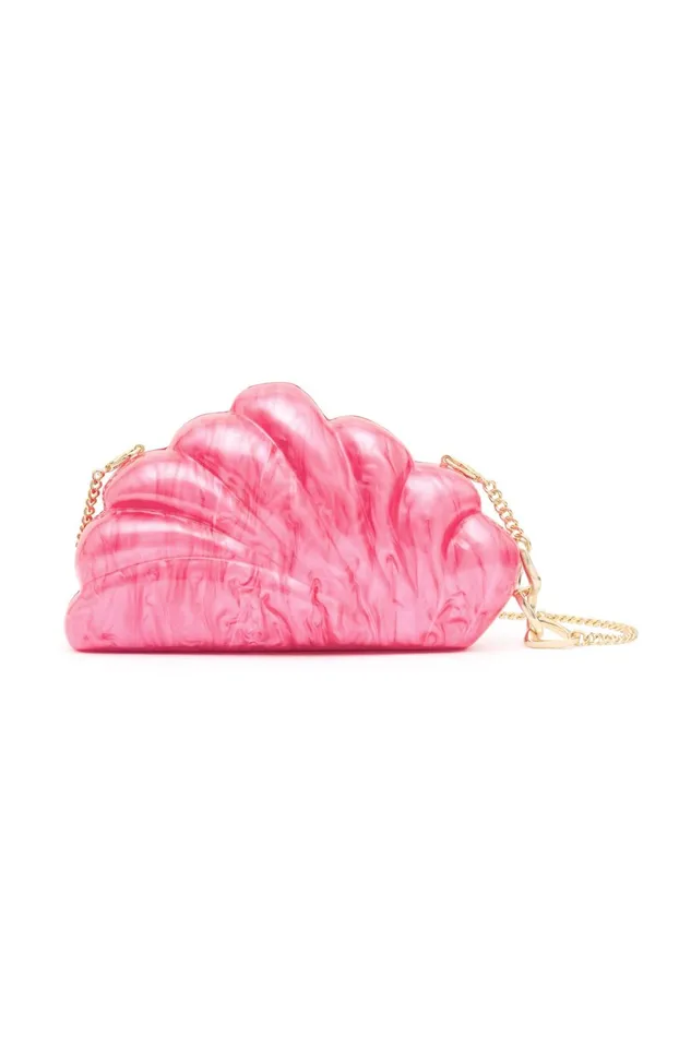 Women Dreamer Clamshell Clutch Brilliant Pink Aje Handbags and Wallets