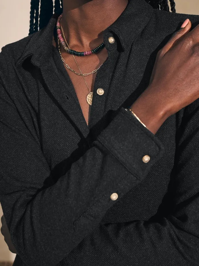 Women Dresses Faherty Legend Sweater Dress Heathered Black Twill