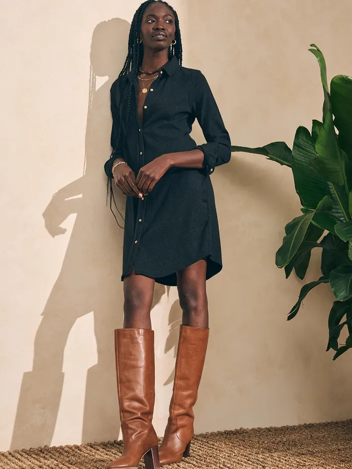 Women Dresses Faherty Legend Sweater Dress Heathered Black Twill