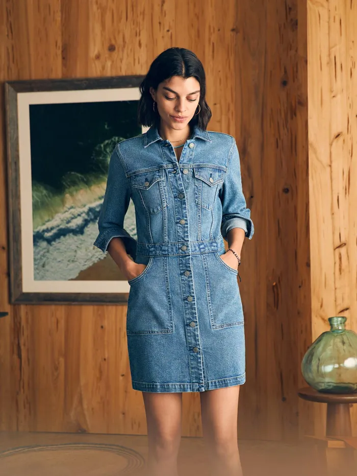 Women Dresses Faherty Michelle Denim Dress Sea Bright Wash