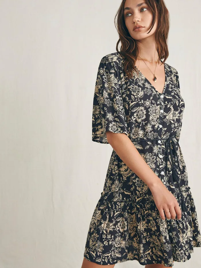 Women Dresses Faherty Orinda Mini Dress Charcoal Chiyoda Floral
