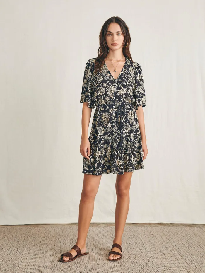 Women Dresses Faherty Orinda Mini Dress Charcoal Chiyoda Floral