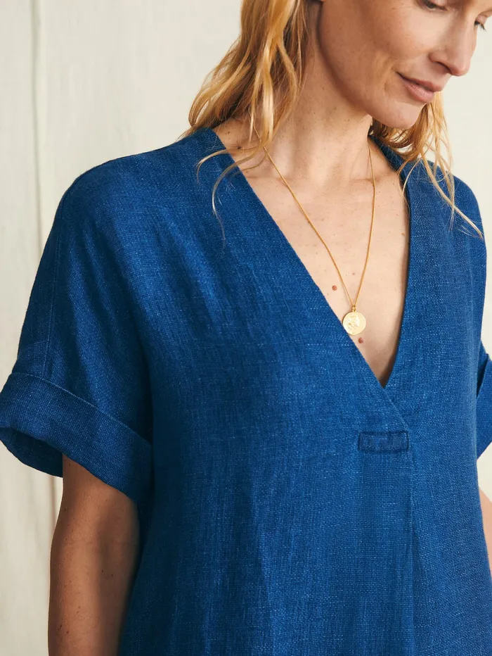 Women Dresses Faherty Sanibel Basketweave Dress Indigo