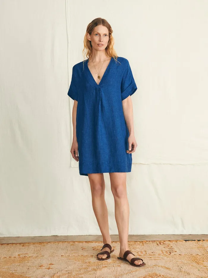 Women Dresses Faherty Sanibel Basketweave Dress Indigo
