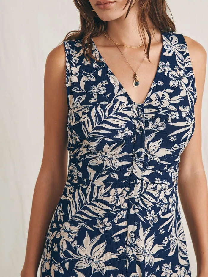 Women Dresses Faherty Siena Midi Dress Navy Canopy Floral