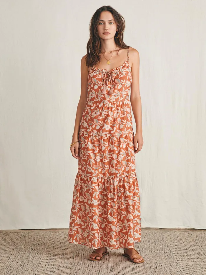 Women Dresses Faherty Silk Blend Sun Chaser Maxi Dress Ginger Floral