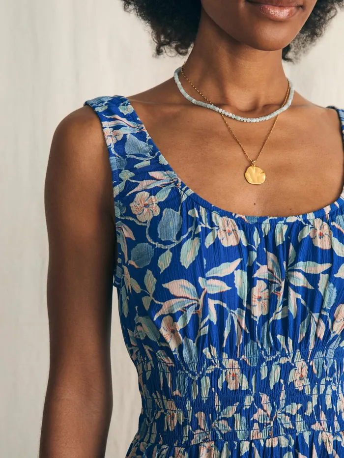 Women Dresses Faherty Sunseeker Midi Dress Blue Ginger Floral
