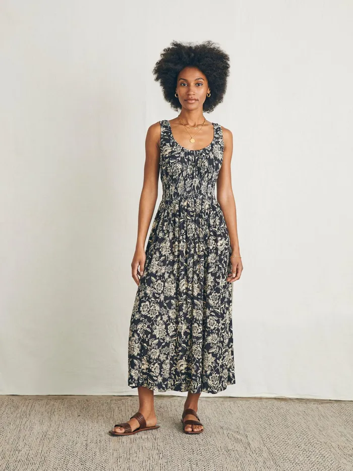 Women Dresses Faherty Sunseeker Midi Dress Charcoal Chiyoda Floral