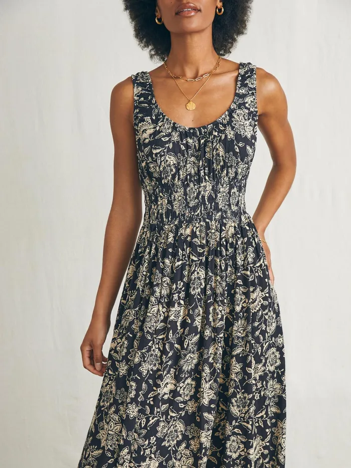 Women Dresses Faherty Sunseeker Midi Dress Charcoal Chiyoda Floral