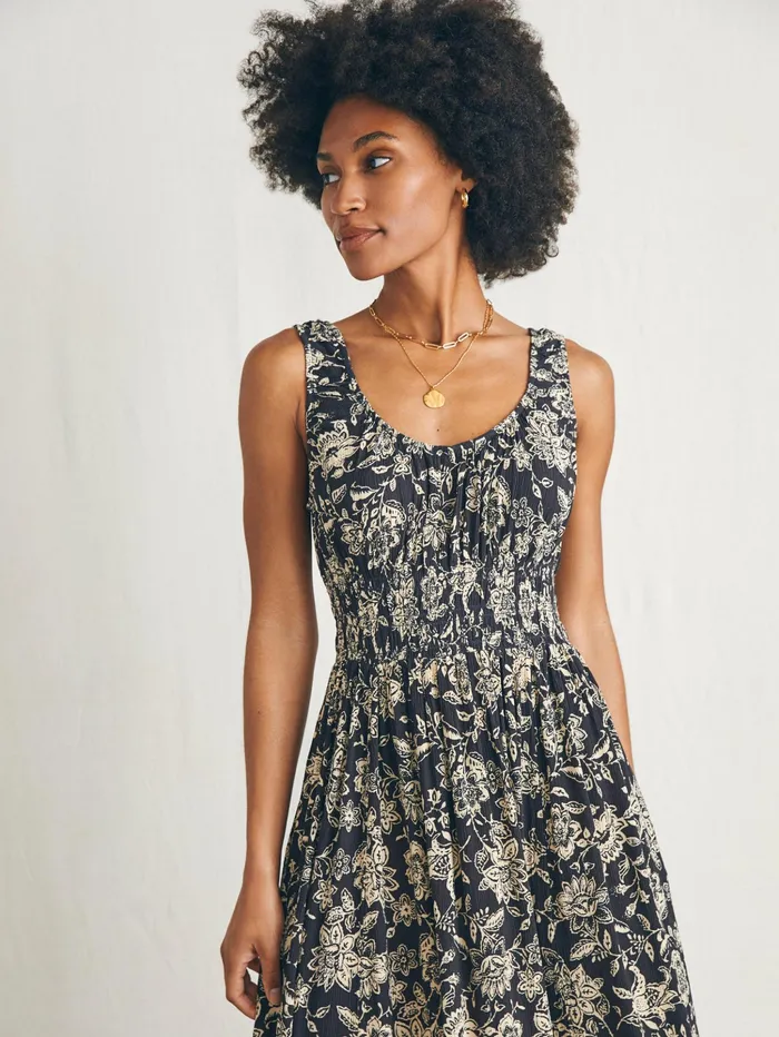 Women Dresses Faherty Sunseeker Midi Dress Charcoal Chiyoda Floral