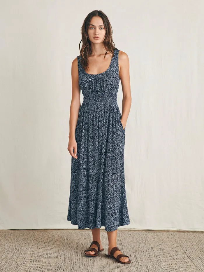 Women Dresses Faherty Sunseeker Midi Dress Navy Riverton Ditsy