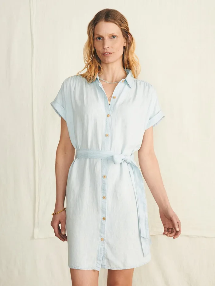 Women Dresses Faherty Tried and True Breeze Shirtdress Icy Blue Wash