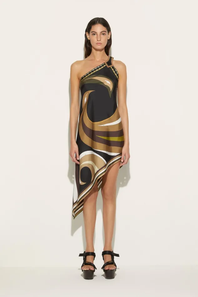 Women Dresses PUCCI CigniPrint Asymmetric SilkTwill Dress