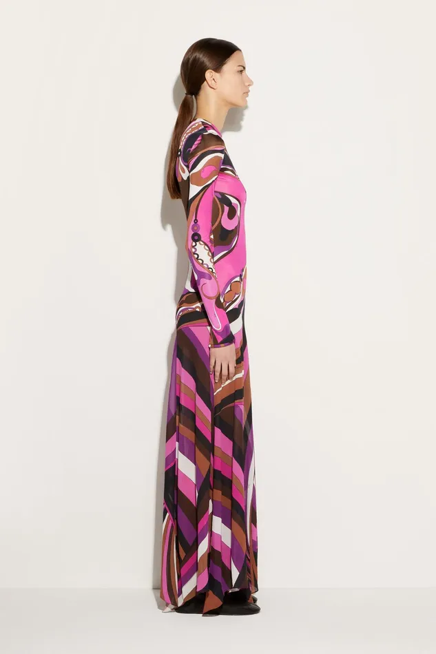 Women Dresses PUCCI Orchidee And IridePrint Long Dress
