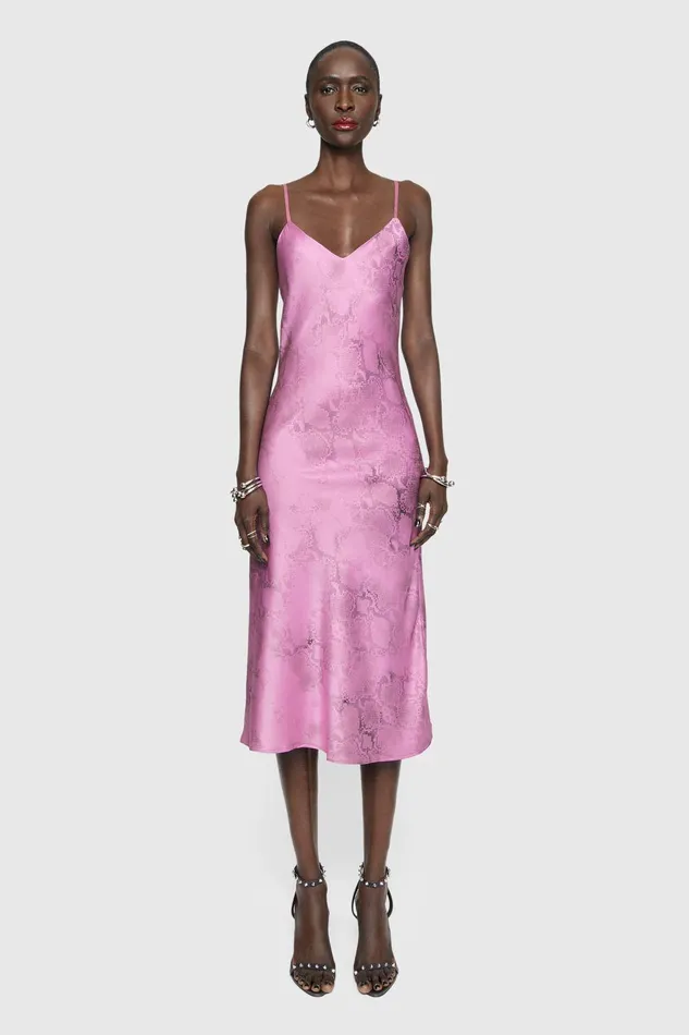 Women Dresses Rebecca Minkoff Verona Slip Dress Washed Python Light Wisteria
