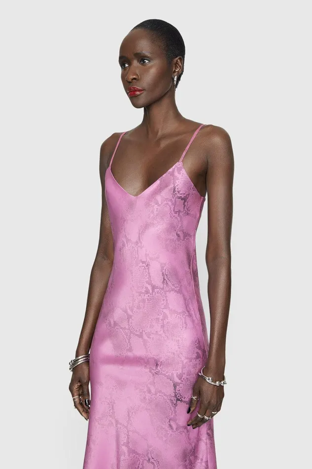 Women Dresses Rebecca Minkoff Verona Slip Dress Washed Python Light Wisteria