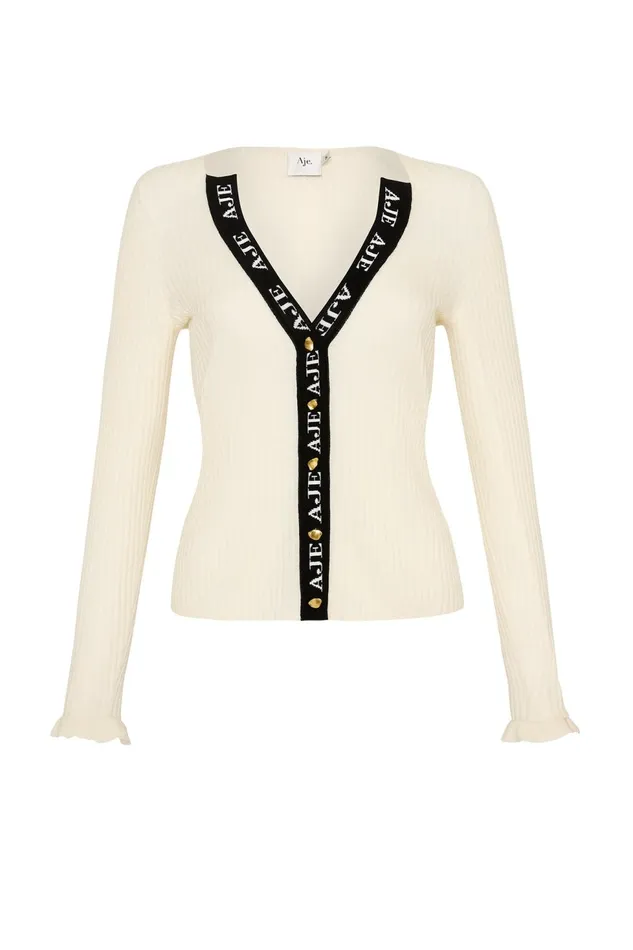 Women Duality Seamless Cardigan Ivory Aje Knitwear and Jumpers