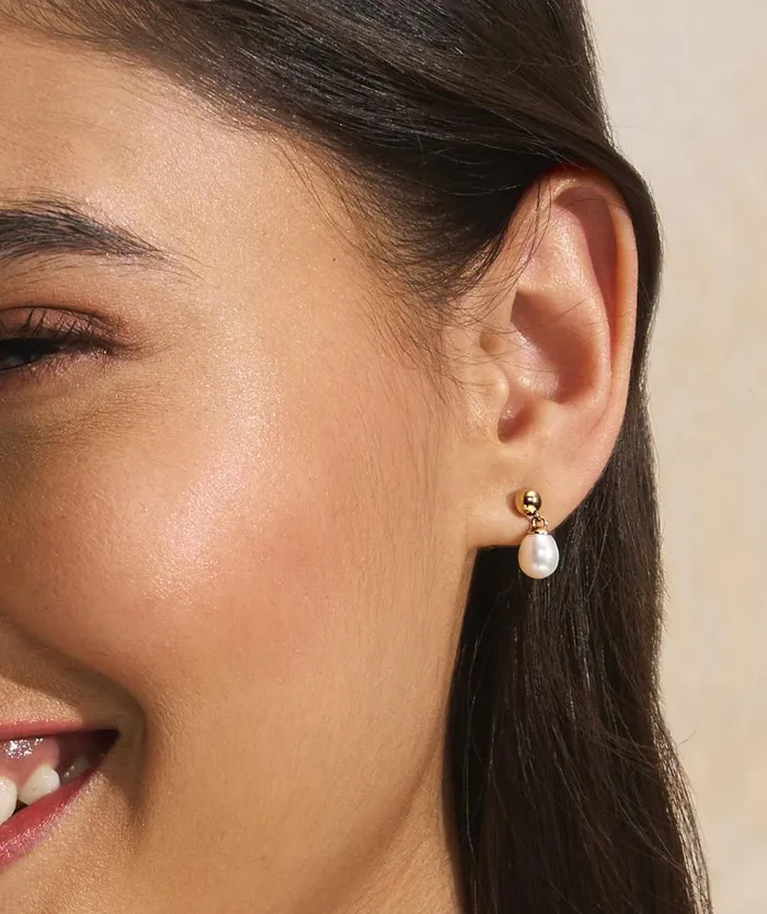Women Earrings Olivia Burton By The Sea Pearl Gold Plated Drop Earrings