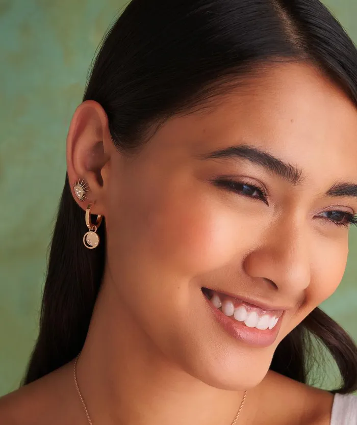 Women Earrings Olivia Burton Celestial Sun Rose Gold Plated Hoop Earrings