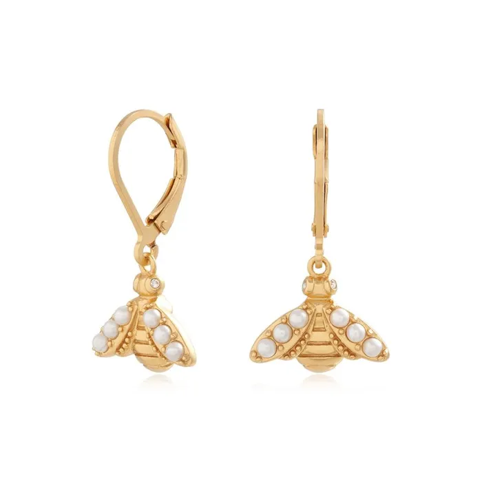 Women Earrings Olivia Burton Gold Bee Lever Back Hoops