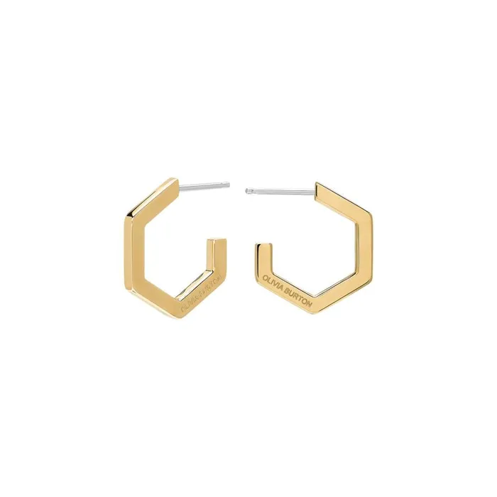 Women Earrings Olivia Burton Honeycomb Gold Plated Small Hoop Earrings