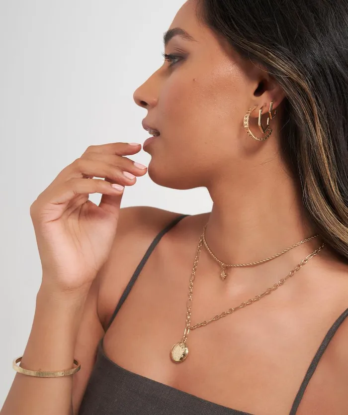 Women Earrings Olivia Burton Honeycomb Gold Plated Small Hoop Earrings