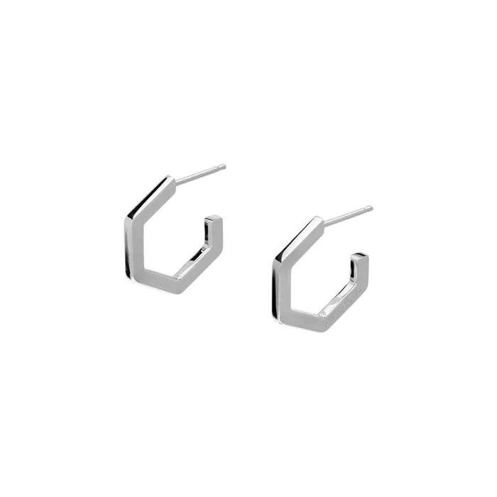 Women Earrings Olivia Burton Honeycomb Silver Tone Small Hoop Earrings