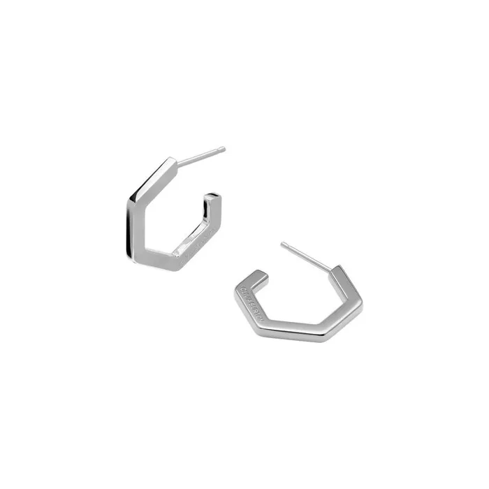 Women Earrings Olivia Burton Honeycomb Silver Tone Small Hoop Earrings