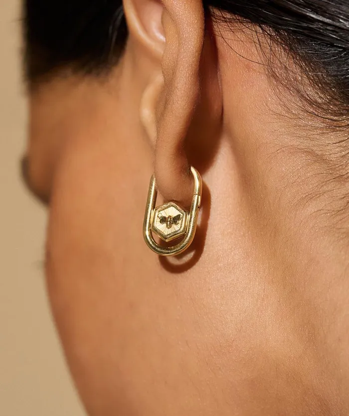 Women Earrings Olivia Burton Minima Bee Gold Hoop Earrings