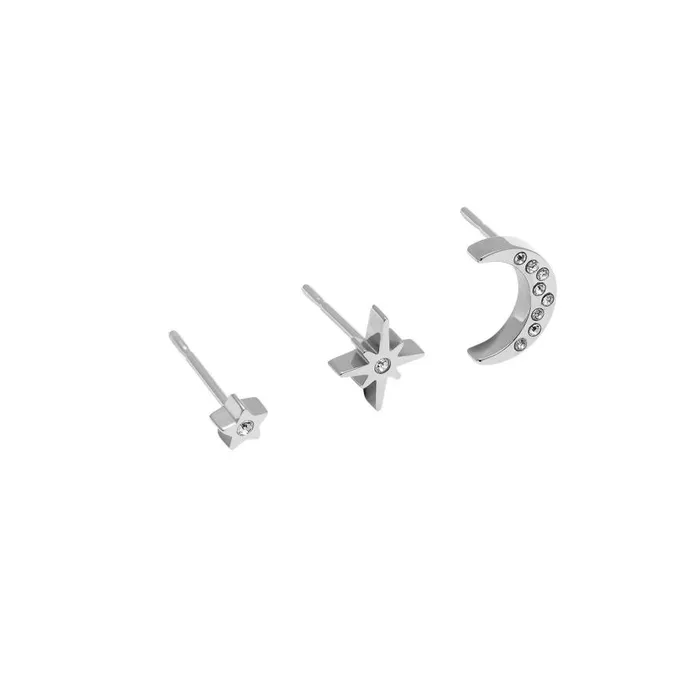Women Earrings Olivia Burton North Star and Moon Silver Stud Earrings Set