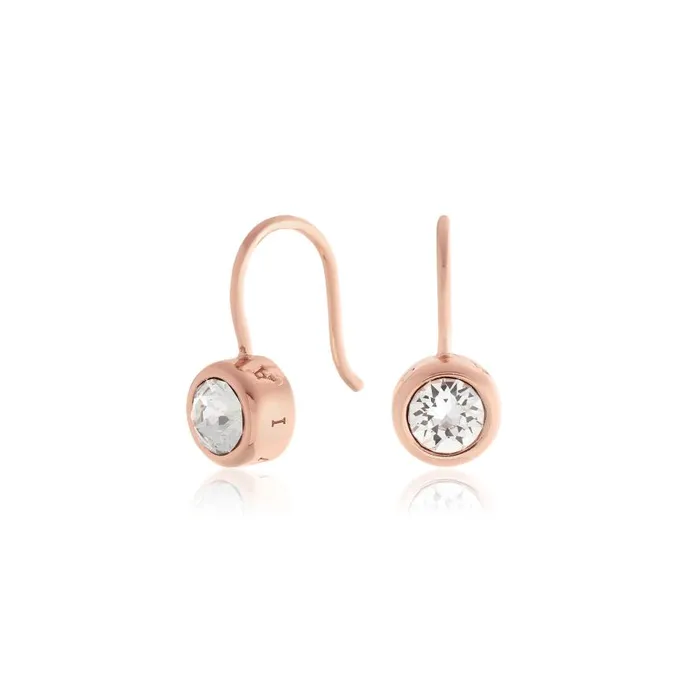 Women Earrings Olivia Burton Rose Gold Bezel Drop Earrings