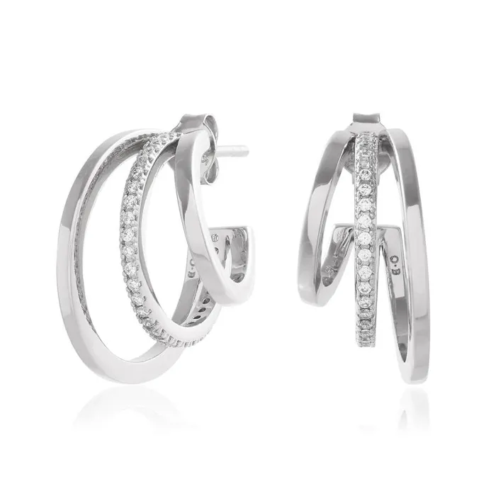 Women Earrings Olivia Burton Silver Multi Hoop Earrings