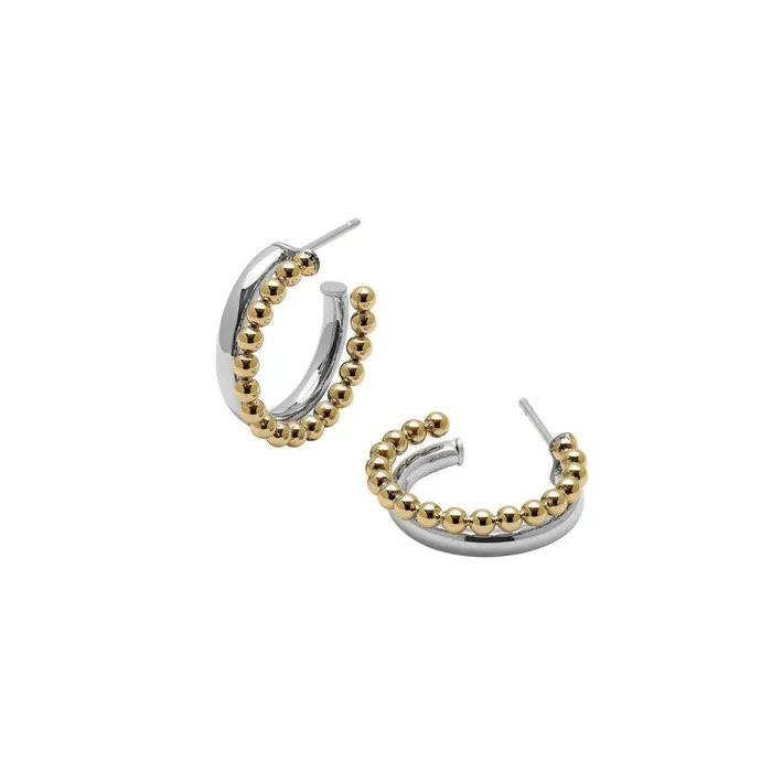 Women Earrings Olivia Burton Vintage Bead Two Tone Silver and Gold Earrings