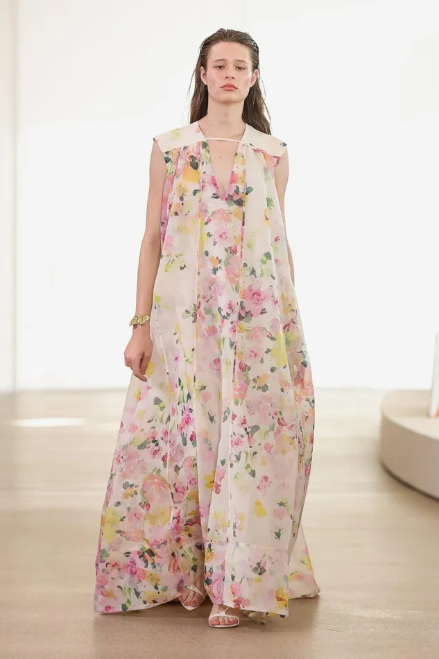 Women Earthen Trapeze Maxi Dress Scattered Floral Aje Dresses
