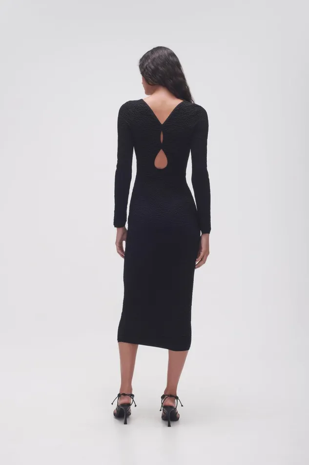 Women Echo Bubble Body Dress Black Aje Body and Crepe Knit