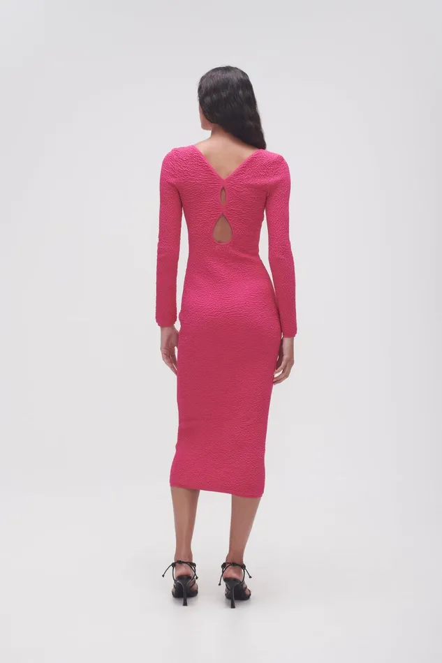 Women Echo Bubble Body Dress Hot Pink Aje Body and Crepe Knit