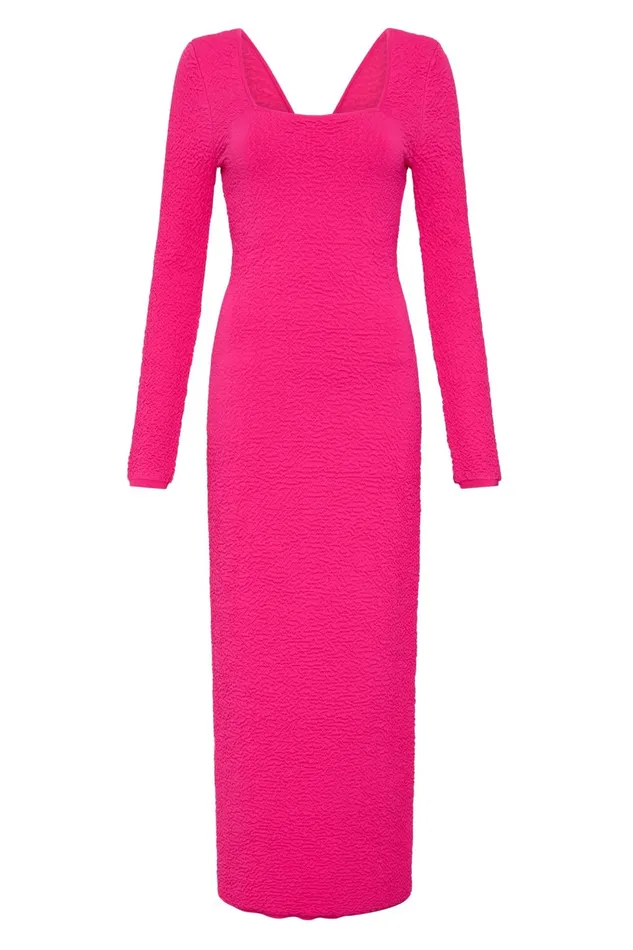 Women Echo Bubble Body Dress Hot Pink Aje Body and Crepe Knit