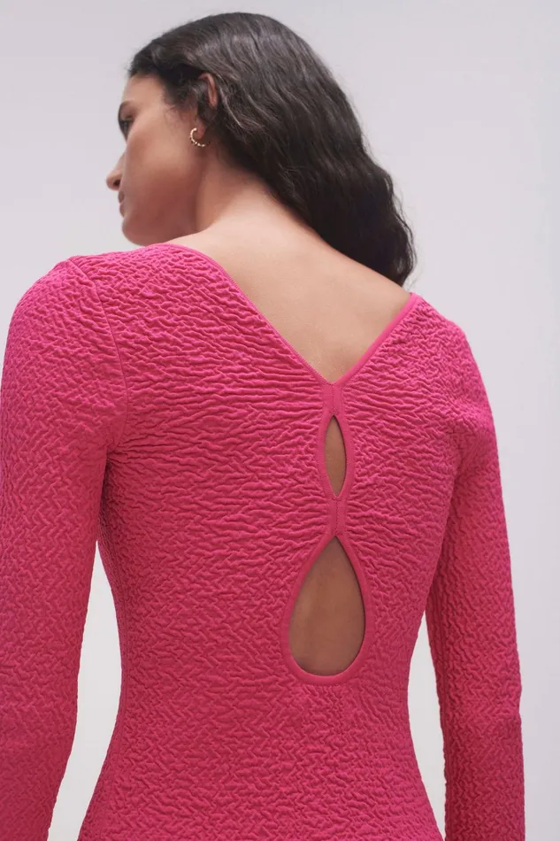 Women Echo Bubble Body Dress Hot Pink Aje Body and Crepe Knit