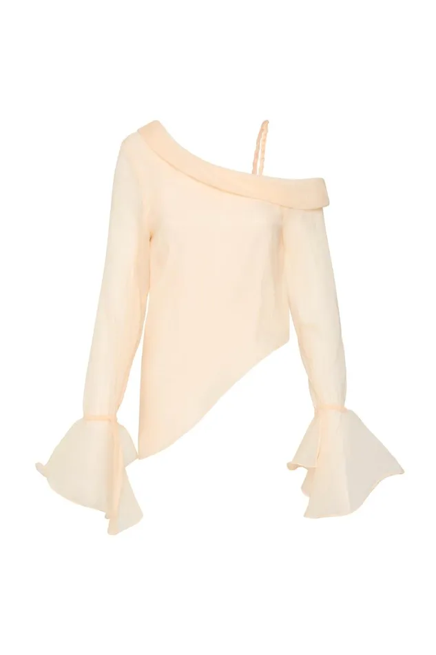 Women Edith Draped Top Champagne Cream Aje Tops