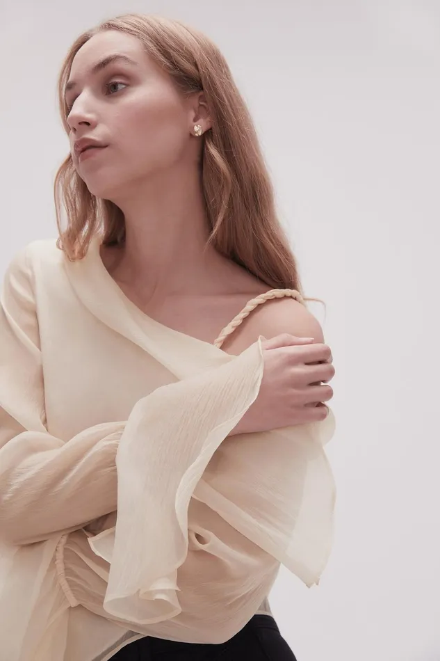 Women Edith Draped Top Champagne Cream Aje Tops
